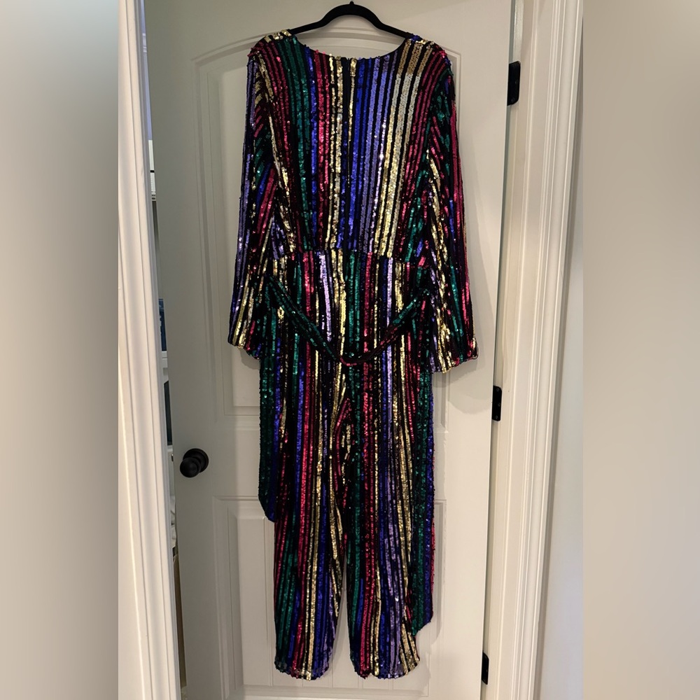 Eloquii Multicolor Stripe Sequin Jumpsuit - Picture 3 of 3